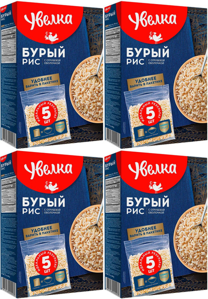 Рис Увелка бурый в варочных пакетиках 80 г х 5 шт, комплект: 4 упаковки ...