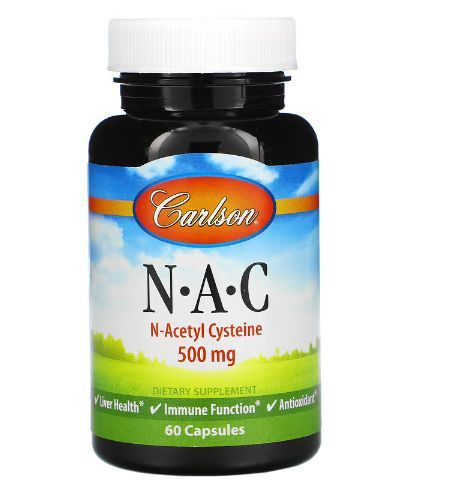 Carlson Labs NAC 500mg 60, НАК Аминокислота Ацетилцистеин 500мг, 60 ...