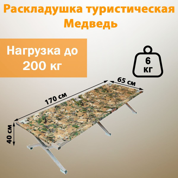 Раскладушка туристическая Медведь 170х65х40 - купить с доставкой по ...