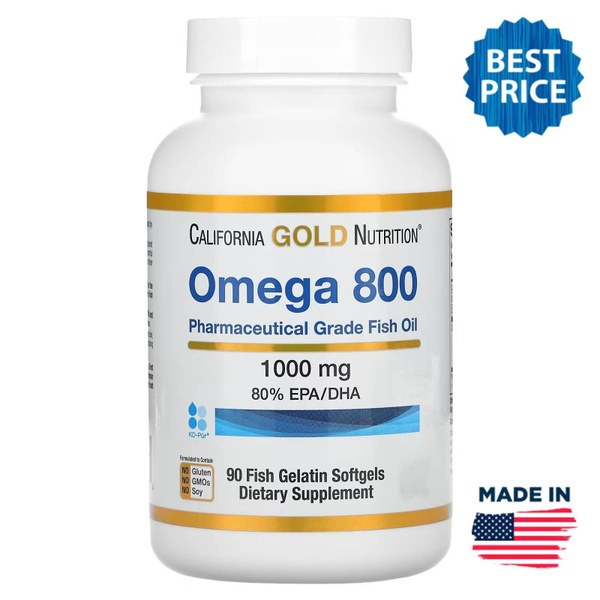 Омега-3 (1000мг), California Gold Nutrition, 90 капсул, для мозга ...