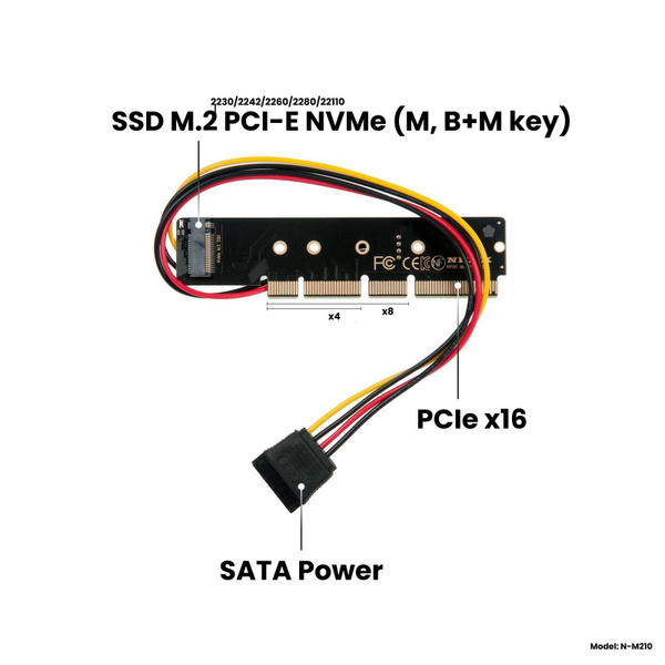 Адаптер-переходник SSD M.2 2230-22110 PCI-E NVMe (M, B&M-key) > PCI-E ...