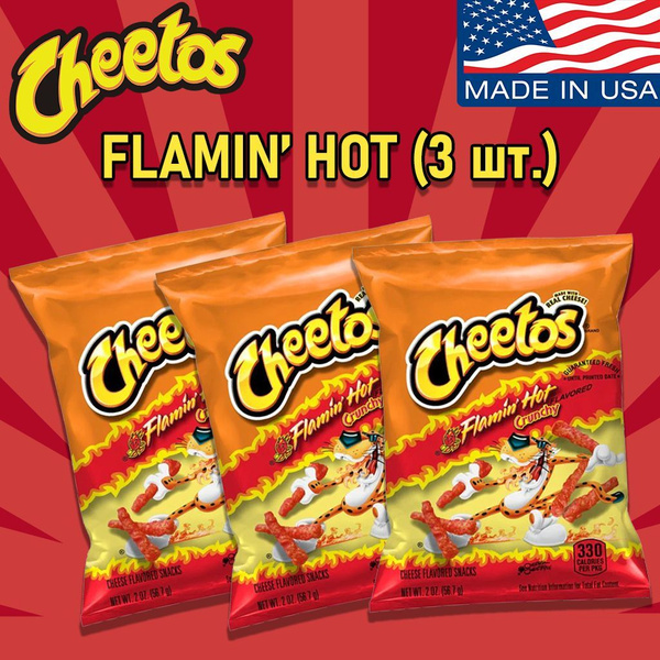 Американские кукурузные чипсы Cheetos Crunchy Flamin' Hot, 3 шт. (56.7 ...