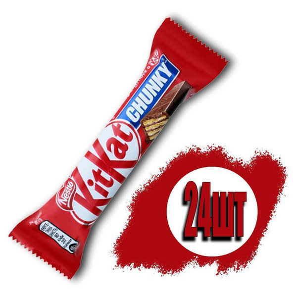 Батончик KitKat Chunky молочный шоколад с хрустящей вафлей, 24 штук 40 ...