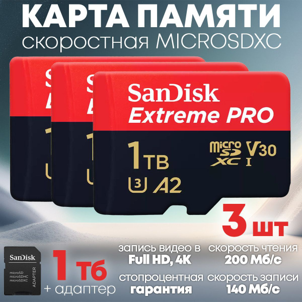Карта памяти SanDisk MicroSDXC 1TB Extreme Pro - SD карта для телефона ...