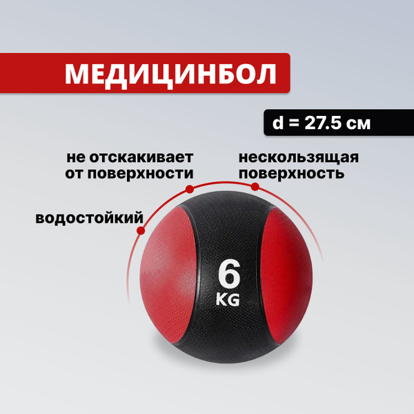 Медбол, Medicine ball CLIFF, 6 кг, 27.5 см - купить по выгодной цене в ...