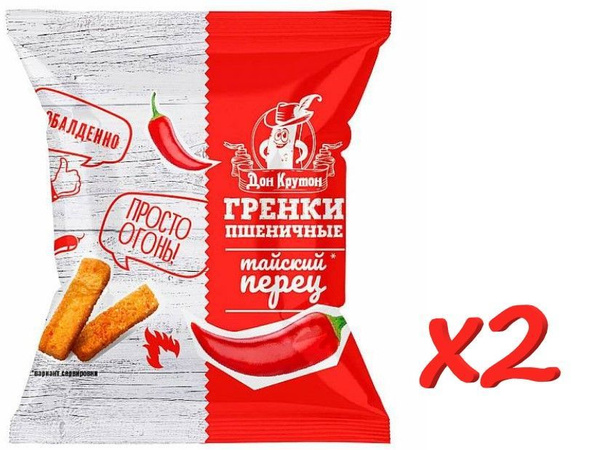 Гренки Дон Крутон Тайский перец пшеничные 55г 2шт. - купить с доставкой ...