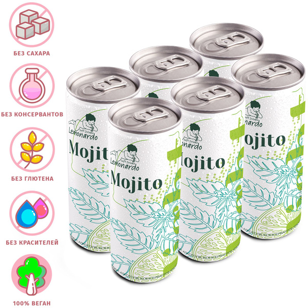 Натуральный безалкогольный мохито со стевией / Lemonardo Mojito Light ...