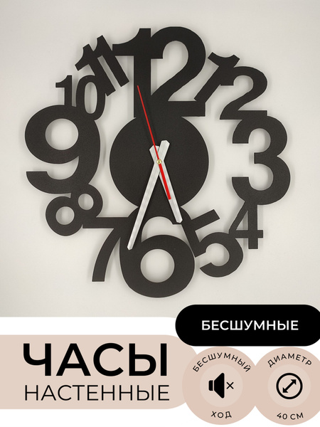 Часы настенные Цифры 40см бесшумные - купить по низкой цене в интернет ...