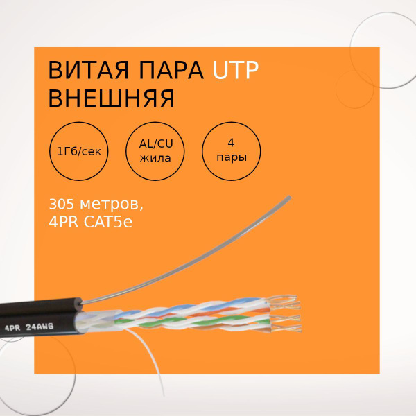 Кабель RJ-45 Ethernet NL NetLink NL-CCA UTP 4PR 24 AWG CAT5е внешний ...