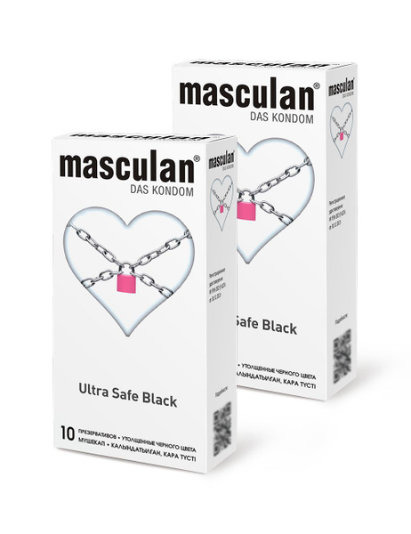 Презервативы Ultra Safe Black №10, 2 упаковки (20 презервативов, ультра ...
