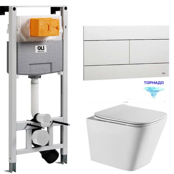 Комплект 3в1 инсталляция OLI 120 ECO + клавиша Slim белая + Унитаз ...