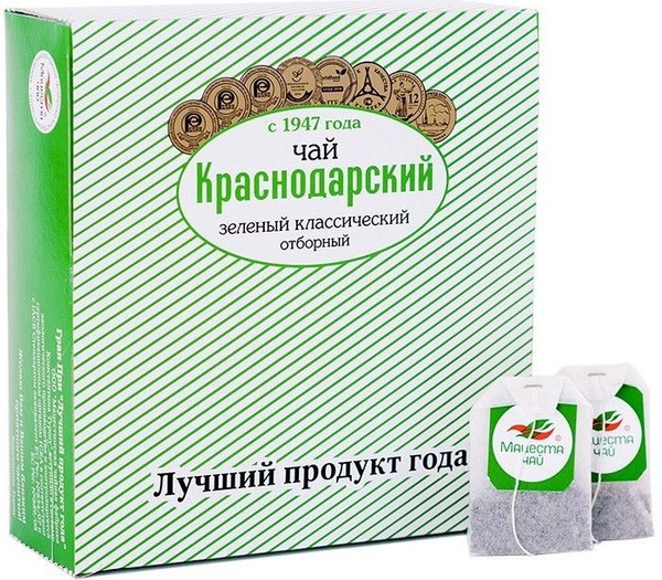 Краснодарский Чай зеленый классический Отборный, пакетированный, 100 ...