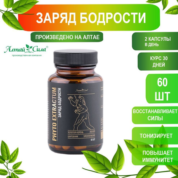 Капсулы алтайские травы ЗАРЯД БОДРОСТИ,сухой фитоэкстракт целебных ...