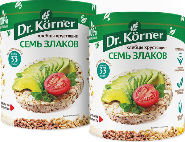 Хлебцы Dr. Korner 7 злаков, 2 шт х 100 г - купить с доставкой по ...