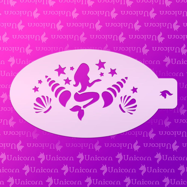 Трафарет для аквагрима Русалочка Unicorn белый - купить с доставкой по ...