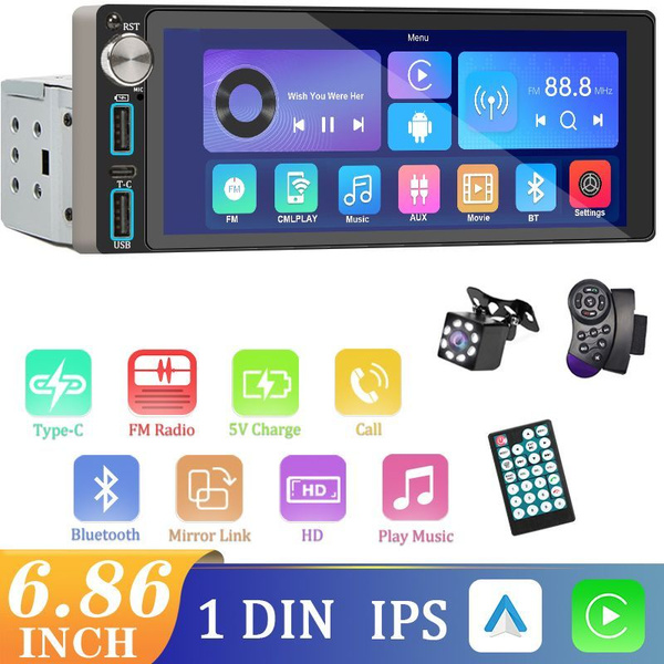 Автомобильное радио Hippocrene 12V 1 Din Bluetooth HD 6.86"Сенсорный ...