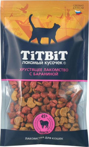 Лакомство TiTBiT для кошек, хрустящее, с бараниной, 60 г - купить с ...