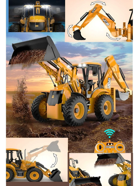 Радиоуправляемый экскаватор-погрузчик Double Eagle JCB 4CX RTR масштаб ...