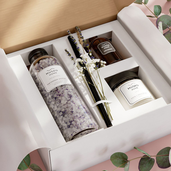 Подарочный набор "Алтай" (соль для ванны - 1 шт., ароматическая свеча ...