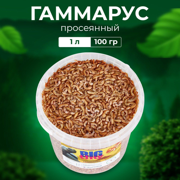 Корм для черепахи красноухой и рыбок аквариумных, гаммарус, 1000 мл ...