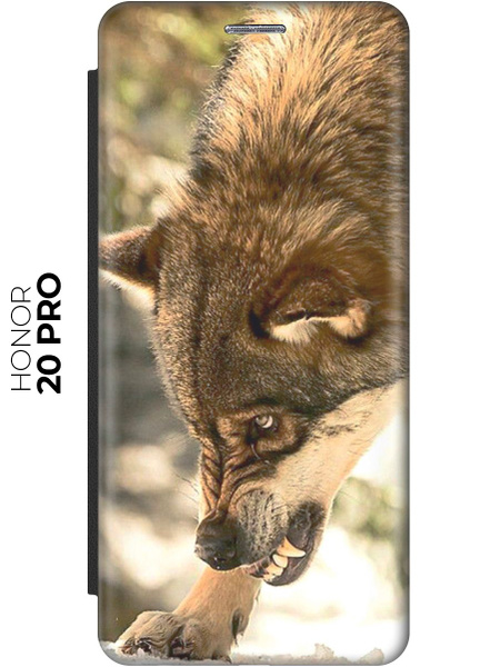 Чехол-книжка Лютый волк на Honor 20 Pro / Хонор 20 Про черный - купить ...