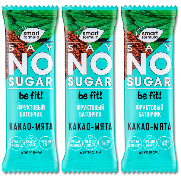 Батончик без сахара Smart Formula SAY No Sugar "Какао-Мята" 40 г, 3 шт ...