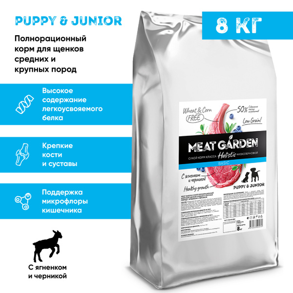 Сухой полнорационный корм холистик Meat Garden для щенков средних и ...