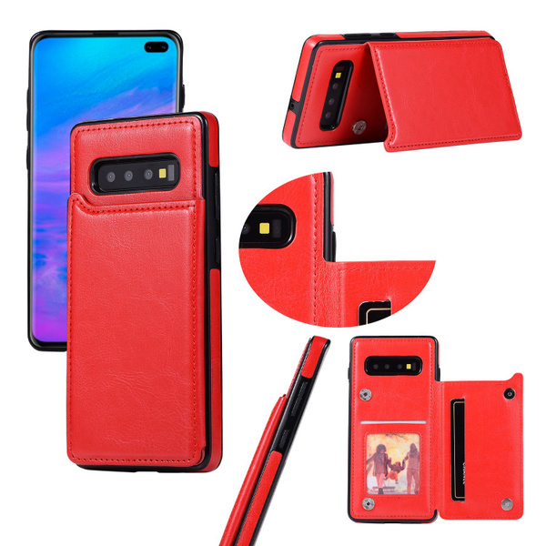 Кожаный чехол для Samsung Galaxy S10 Plus с отделением для карты/ Чехол ...
