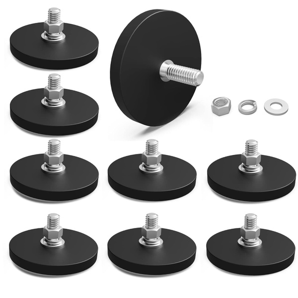 8 магнита по 9 кг каждый, с резиновым покрытием, шпильками и гайками ...