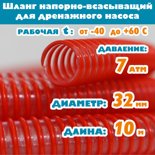 Шланг поливочный НОВЭМ Дренажный_прозрачный_красный, ПВХ ...