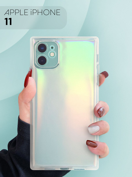 Прозрачный прямоугольный силиконовый чехол для iPhone 11 (Эпл Айфон 11 ...