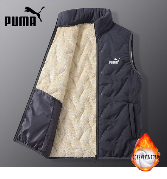Жилет Мужской, Женский PUMA темно-серый Полиэфирное волокно, размер 50 ...
