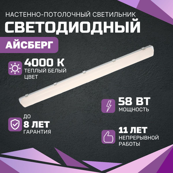 Настенно-потолочный светильник ВСЕСВЕТОДИОДЫ Линейный светодиодный ...