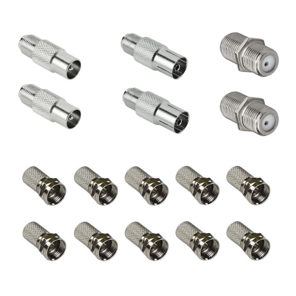 Комплект телевизионных разъёмов (штекер TV/F - 2 шт., гнездо TV/F - 2 ...