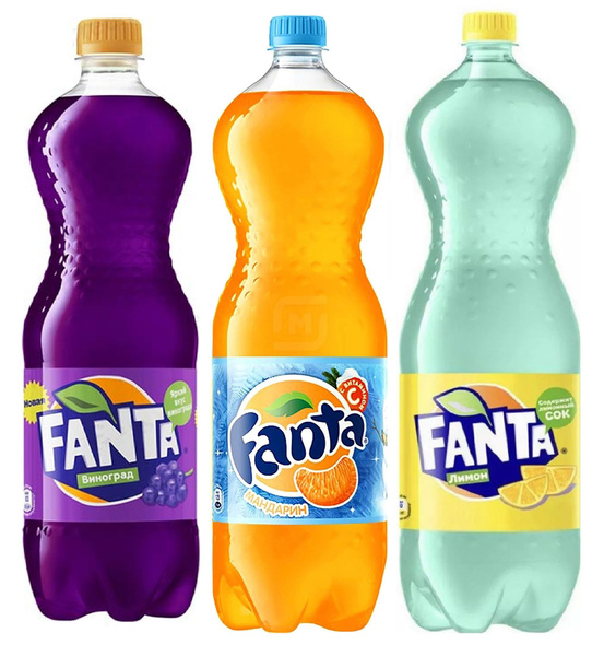 Набор из газированных напитков Fanta (Мандарин, Лимон, Виноград), 3 шт ...