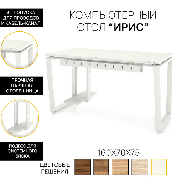 Письменный стол ZAMM Компьютерный стол, Ирис (Тип 4) с пропусками для ...