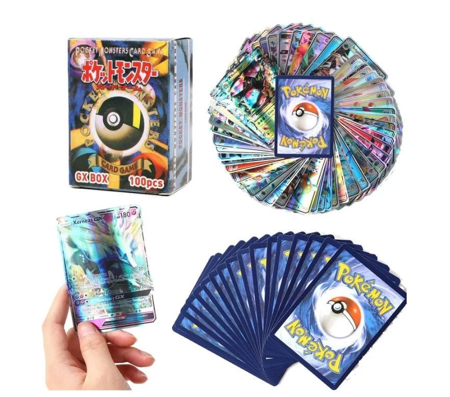 100 штук карточек покемонов из коллекции Пикачу, Pokemon cards - купить ...