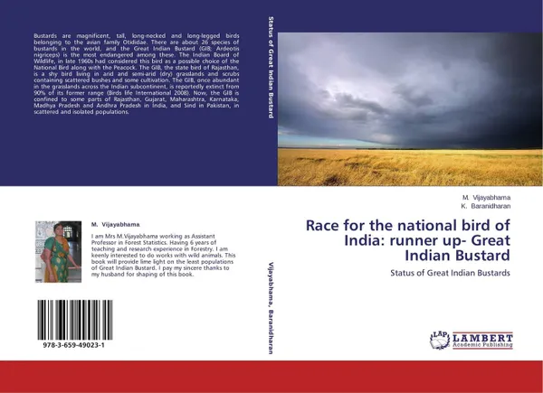 Обложка книги Race for the national bird of India: runner up- Great Indian Bustard, M. Vijayabhama and K. Baranidharan