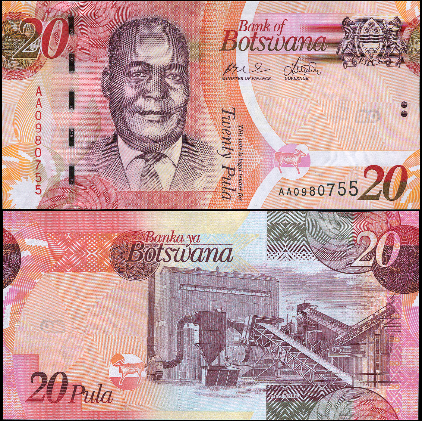 Купюра 2009. Банкноты Ботсваны 20 пул 2009. Купюры Ботсвана. Денежная единица Ботсваны. Ботсванская пула купюры.