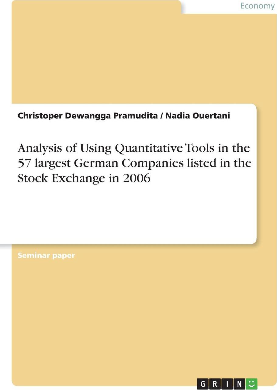 фото Analysis of Using Quantitative Tools in the 57 largest German Companies listed in the Stock Exchange in 2006