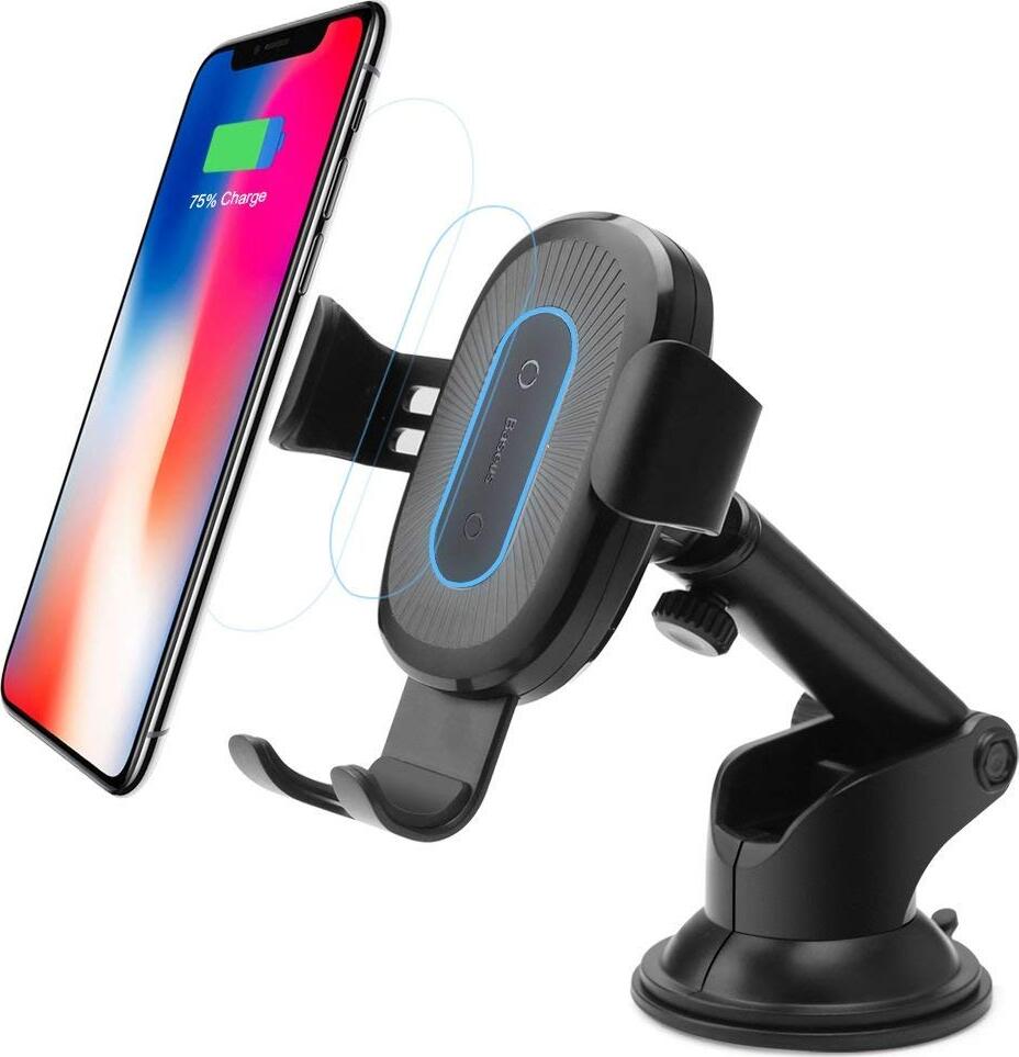 фото Автомобильный держатель с беспроводной зарядкой Baseus Wireless Charger Gravity Car Mount black WXYL-A01 (присоска)