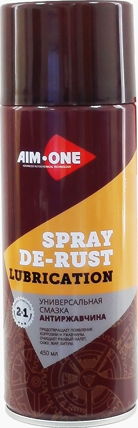 Универсальная смазка антиржавчина 2 в 1 AIM-ONE, Spray De Rust  Lubrication, 450 мл