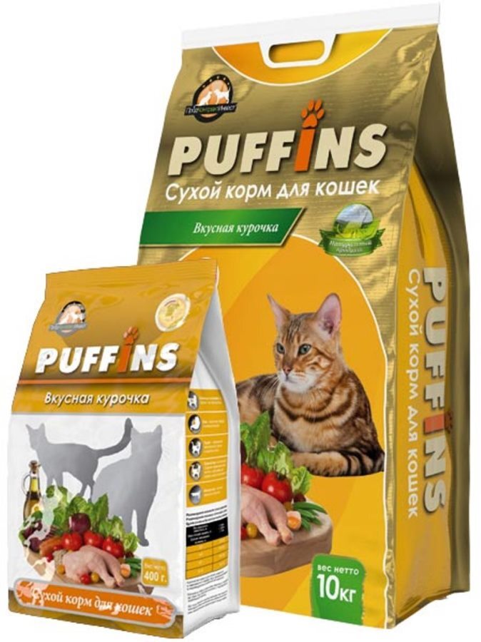 Корм для кошек купить в новосибирске. Puffins корм для кошек. Пуффинс корм для кошек сухой. Puffins корм для кошек 10 кг. Сухой корм для кошек Puffins вкусная Курочка 400г.