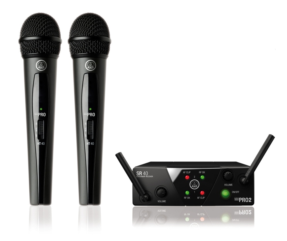 AKGМикрофондляживоговокалаWMS40MINI2VOCALSETUS45AC(660,7-662,3МГц),черно-серый