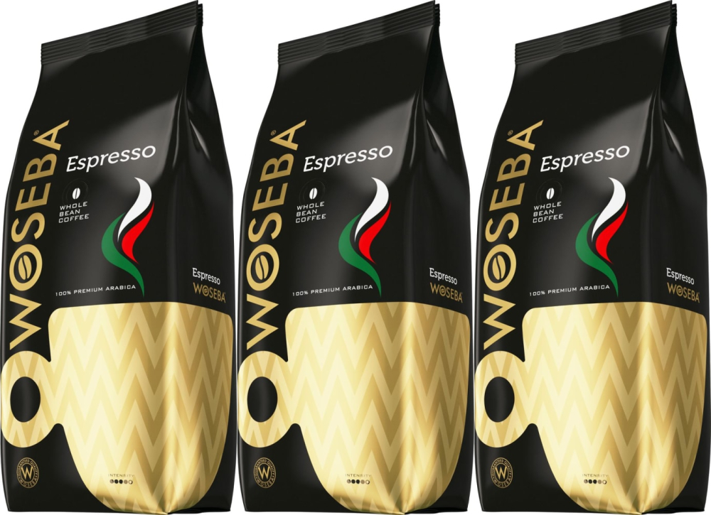 Характеристики Кофе Woseba Espresso в зернах, 1 кг, комплект: 3 ...