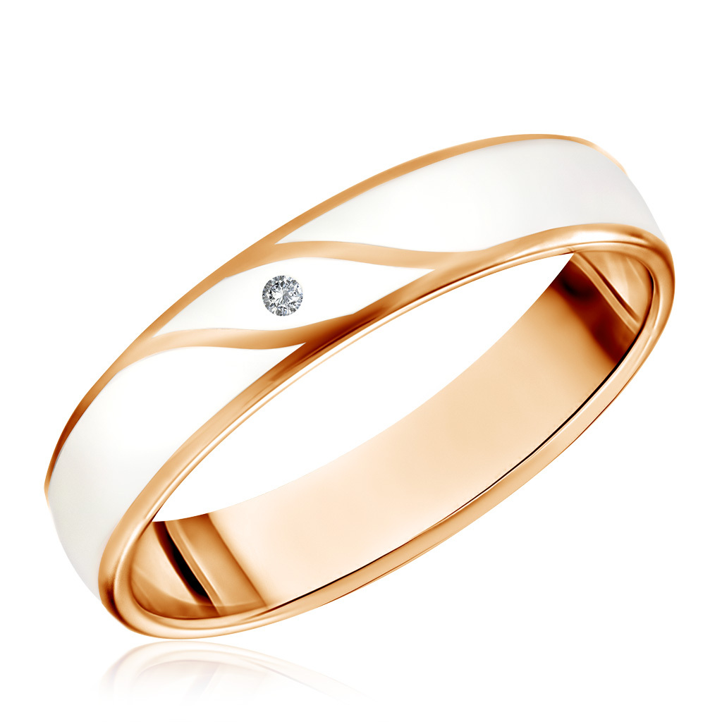Обручальное кольцо с бриллиантом из красного золота 585
