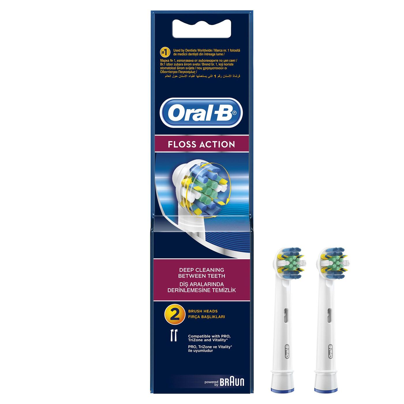 Сменные насадки для электрических зубных щеток Oral-B Floss Aсtion для глубокой чистки межзубных промежутков, 2 шт - изображение