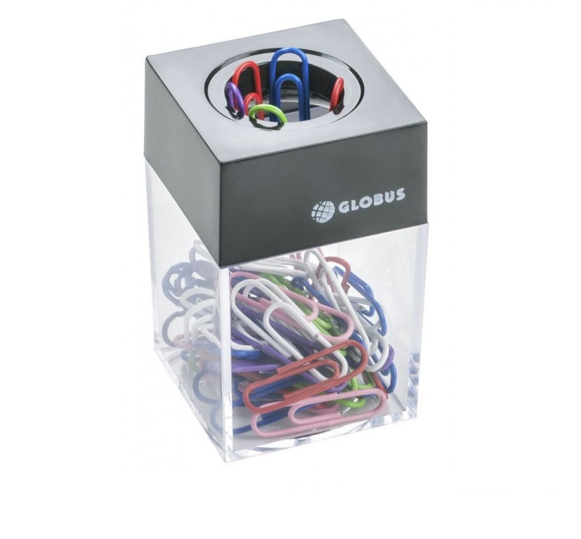 Диспенсер для скрепок GLOBUS, магнитный (скрепки цветные: 50 шт., 28 мм .