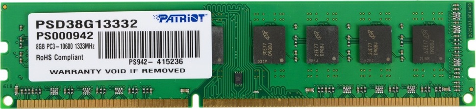 Patriot Memory Оперативная память Signature DDR3 1333 МГц 1x8 ГБ (PSD38G13332)