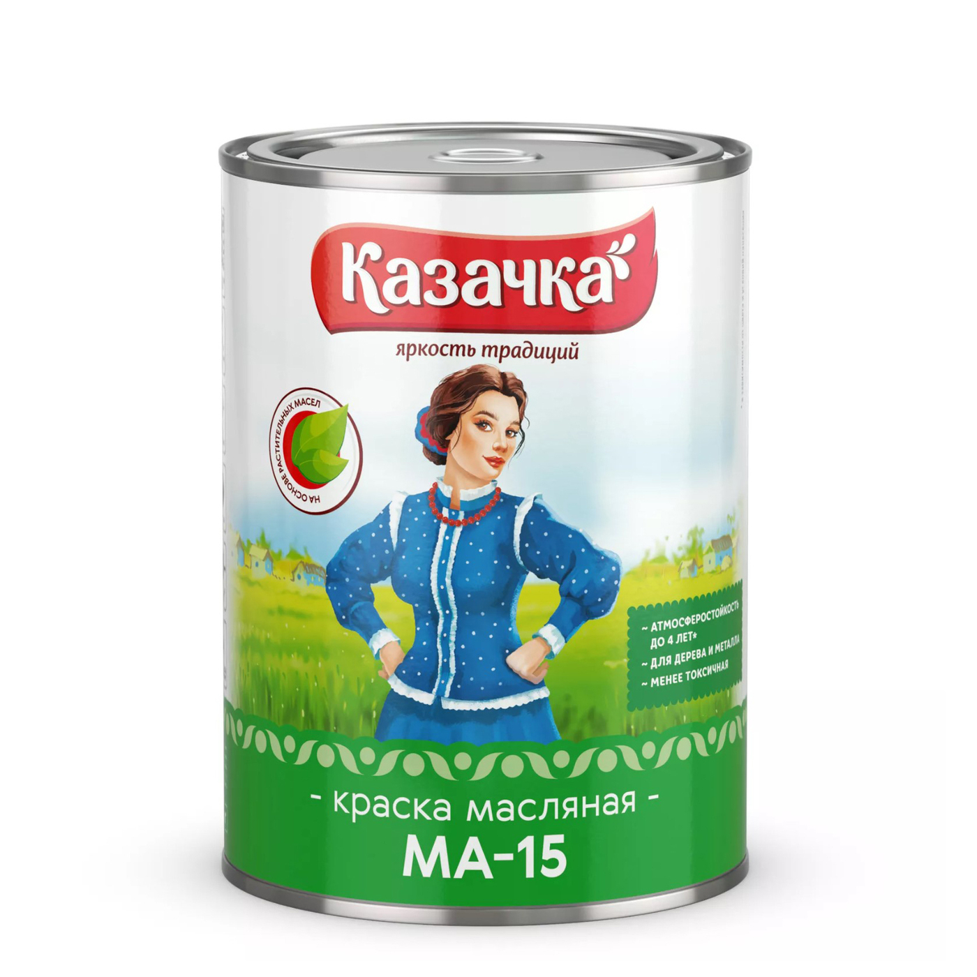 Краска масляная ма-15 для дерева и металла, глянцевая, сурик 0,9 кг  